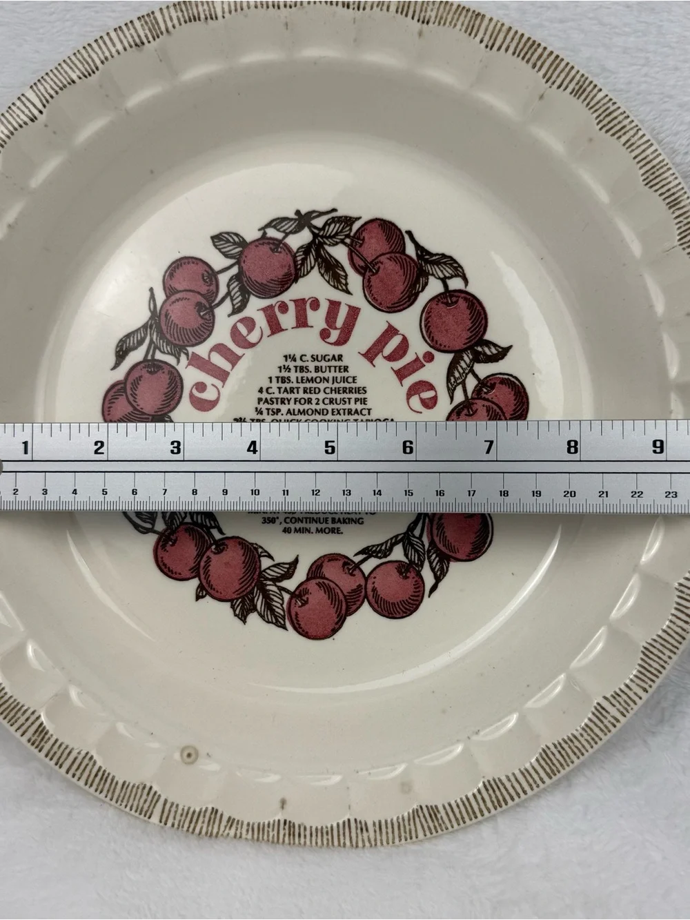 Vintage 1983 Cherry Pie Recipe Plate Royal China Country Harvest Made in USA